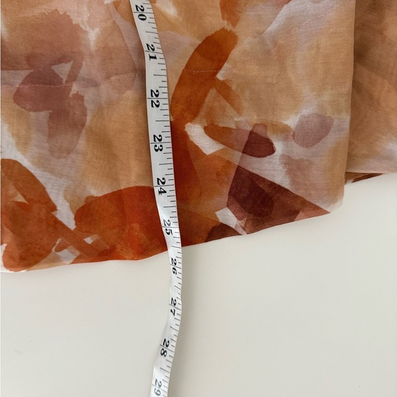 Ginger Smart Womens Silk Cotton Blouse Sz 14 Orange Flutter Sleeve Abstract Top - Picture 9 of 9